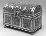 Filigree Casket with Barrel Top and Ray Shagreen Box, Casket: Silver Filigree (Casket),  
Box: Wood, Fabric & Gold Fittings, covered with ray shagreen